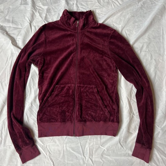 Tops - JUICY COUTURE Burgundy Velour Zip-Up